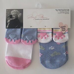 Marilyn Monroe 4 piece matching sock set for you and your pet